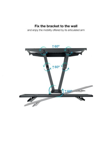 SOPORTE PARED PANTALLAS 32-70" NEGRO HASTA 70KG...