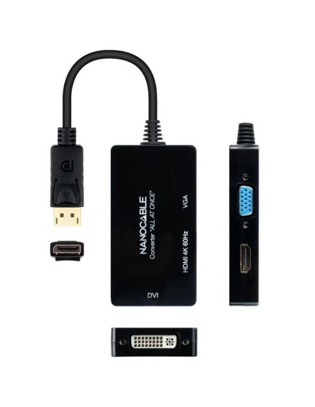 CONVERSOR DISPLAY PORT A HDMI  H, DVI H, VGA H NEGRO 20CM PN: 10.16.3301-ALL EAN: 8433281013032   