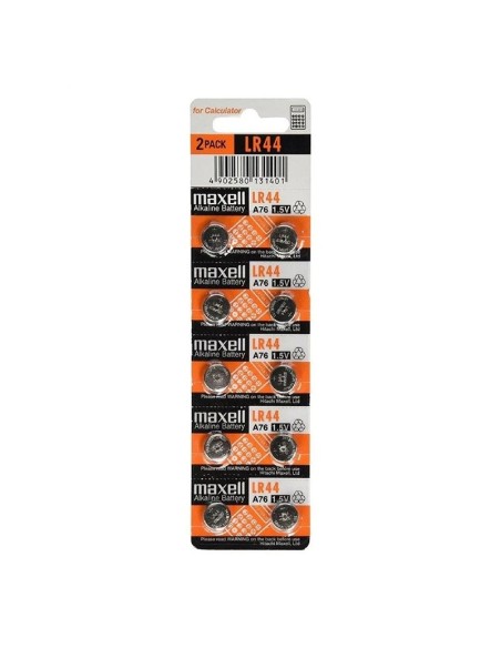 PILAS BOTON 1.5V 10 UND MAXELL LR44 PN: MXBL4410 EAN: 4902580131401   