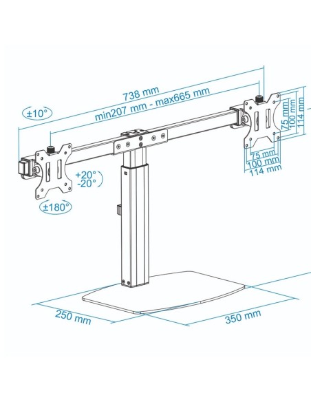 SOPORTE DE MESA MONITOR 17-27" GIRA INCLINABLE 2 BRAZOS NEGRO PN: DB1727TN-B EAN: 8433281008410   