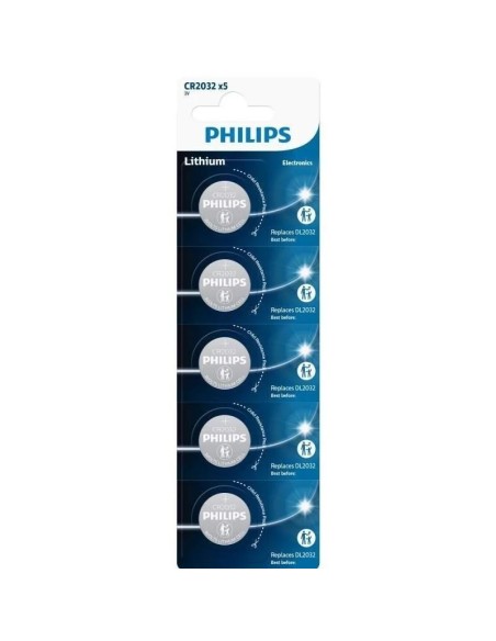 PILAS BOTON 3V 5 UNDS PHILIPS  CR2032 LITHIUM PN: CR2032 EAN: 4895229125025   