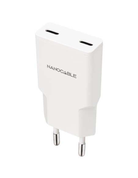 CARGADOR  5V ENCHUFE USB TYPE  C X2 NANOCABLE 30W BLANCO PN: 10.10.2029 EAN: 8433281016606   